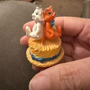 Disney Orange and White Cat Figurine with Blue Bow